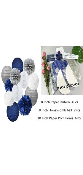 12pcs/set Mixed Paper Pom Poms Paper Honeycomb Ball Hanging Paper Lantern Wedding Birthday Decor DIY Baby Shows Party Supplies