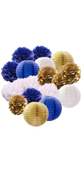 12pcs/set Mixed Paper Pom Poms Paper Honeycomb Ball Hanging Paper Lantern Wedding Birthday Decor DIY Baby Shows Party Supplies