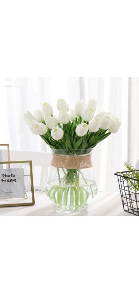 31Pcs Tulips Artificial Flower Real Touch Tulipe Flowers Fake Flowers Wedding Decoration Flowers Christmas Home Garden Decor