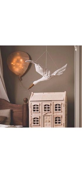 Cotton Line Wall Hanging Swan Plush Stuffed Doll Nursery Room Pendant Home Bedroom Kids Room Decoration Hanging Ornament