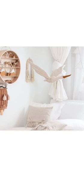 Cotton Line Wall Hanging Swan Plush Stuffed Doll Nursery Room Pendant Home Bedroom Kids Room Decoration Hanging Ornament