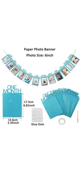Happy Birthday Photo Frame Banner for Family First Party Decoration Kids Baby Boy Girl My 1st One Year Supplies 12 Month
