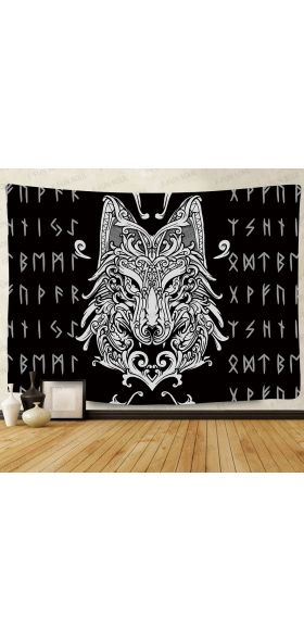 Simsant Viking Raven Tapestry Mysterious Viking Meditation Psychedelic Runes Art Wall Hanging Tapestries for Living Room Decor