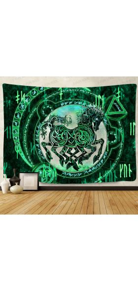 Simsant Viking Raven Tapestry Mysterious Viking Meditation Psychedelic Runes Art Wall Hanging Tapestries for Living Room Decor