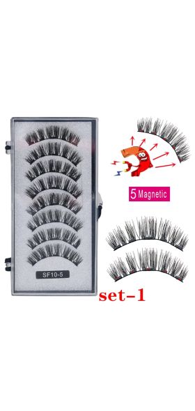 2 Pairs 3D Natural Magnetic Eyelashes ,With 5 Magnetic Lashes Handmade Reusable Magnetic False Eyelashes Support Drop Shipping