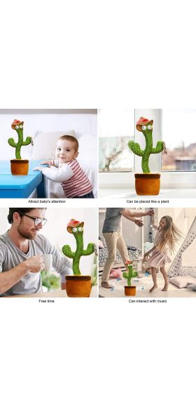 120 Song Dancing Cactus Plush Stuffed talking Plushie Doll Speak Talk Sound Record Repeat Dancer Toys for Girl Children Baby boy