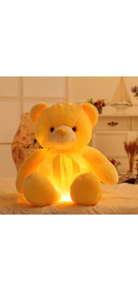 50cm Creative Light Up LED Teddy Bear Stuffed Animals Plush Toy Colorful Glowing   Christmas Gift for Kids Pillow