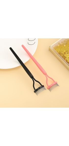 New Black Pink Eyelash Curler Metal Eyelash Brush Comb Portable Lash Separator Foldable Mascara Curl Beauty Makeup Cosmetic Tool