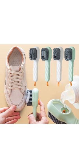 Multifunction Auto Soap Shoe Brushes, Long Handle Cleaner with Dispenser for Home Cleaning