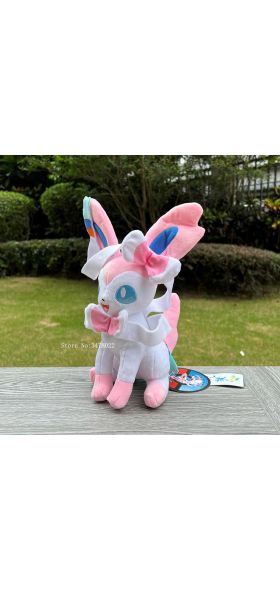 30cm New Pokemon Plush Toy Squat Sylveon Cuddly Cartoon Stuffed Animal Soft Doll Gift