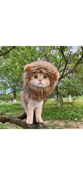 Playful Cat Wig Lion Mane Cosplay Hat - Cute Pet Clothes Cap with Ears for Dogs and Kittens