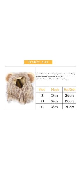 Playful Cat Wig Lion Mane Cosplay Hat - Cute Pet Clothes Cap with Ears for Dogs and Kittens