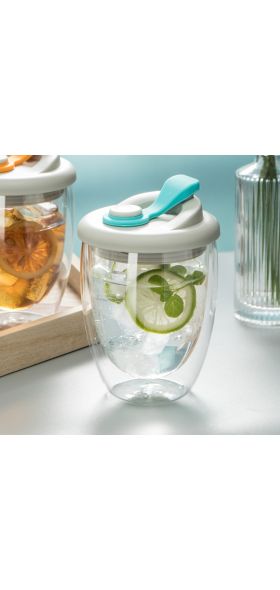 New Double Wall Insulated Milk Coffee Cup, Airtight Lid, Leak-Proof, Transparent Glass Handy Cup