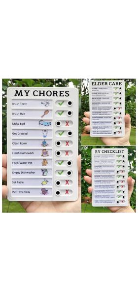 kid's daily planner, reusable plastic board, chores checklist, responsibility behavior chart, chore chart, self-discipline card, organized routine, kid's chore tracker