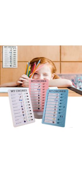 kid's daily planner, reusable plastic board, chores checklist, responsibility behavior chart, chore chart, self-discipline card, organized routine, kid's chore tracker