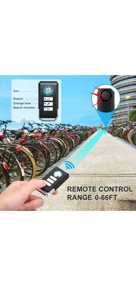 Bike Alarm Wireless Vibration Motion Sensor Waterproof Motorcycle Alarm with Remote