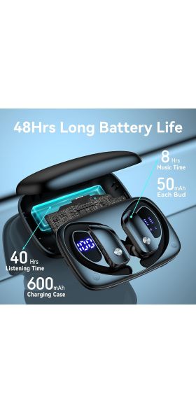 Wireless Earbuds Bluetooth Headphones 48hrs Play Back Sport Earphones with LED Display