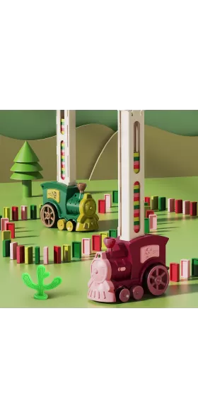 Kids Games Domino Train Toy ,Automatic Dominoes Train Set Toys with Sound & Light for ages 5-7,Creative Educational outdoor toys for kids