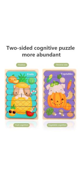 Vokmascot Montessori Wooden Toy  3D Jigsaw Bar Puzzles Children's Creative Story Stacking Matching Puzzle Early Educational Toys