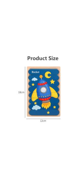 Vokmascot Montessori Wooden Toy  3D Jigsaw Bar Puzzles Children's Creative Story Stacking Matching Puzzle Early Educational Toys