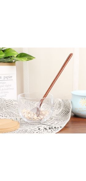 1pc Long Spoons Wooden Korean Style 10.9 inches 100% Natural Wood Long Handle Round Spoons for Soup Cooking Mixing Stirr