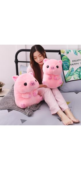 2020 Pink Sitting Pig Big Head Piggy Stuffed Doll Huggable Animal Plush Toy Kids Sleeping Companion Appeasing Plushie 40/50cm