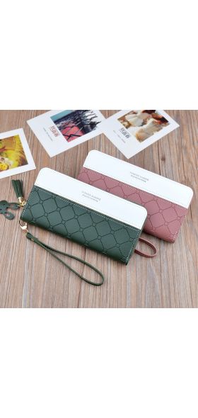 Fashion Long Pu Leather Women Wallet Plaid Tassel Wallets For Woman Wallet Purse Clutch Credit Card Holder Women's Wallet