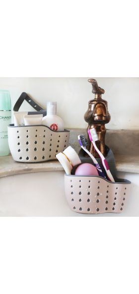 Portable Sink Shelf Soap Sponge Drain Rack Silicone Storage Basket Bag Faucet Holder Adjustable Holder Sink Kitchen Accessories