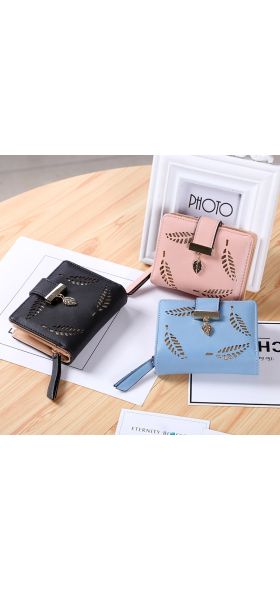 Women Wallet PU Leather Purse Female Long Wallet Gold Hollow Leaves Pouch Handbag For Women Coin Purse Card Holders Clutch