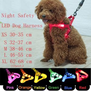Nylon Pet Safety LED Harness Dog Product Flashing Light Harness LED Dog Harness Leash Rope Belt LED Dog Collar Vest Pet Supplies