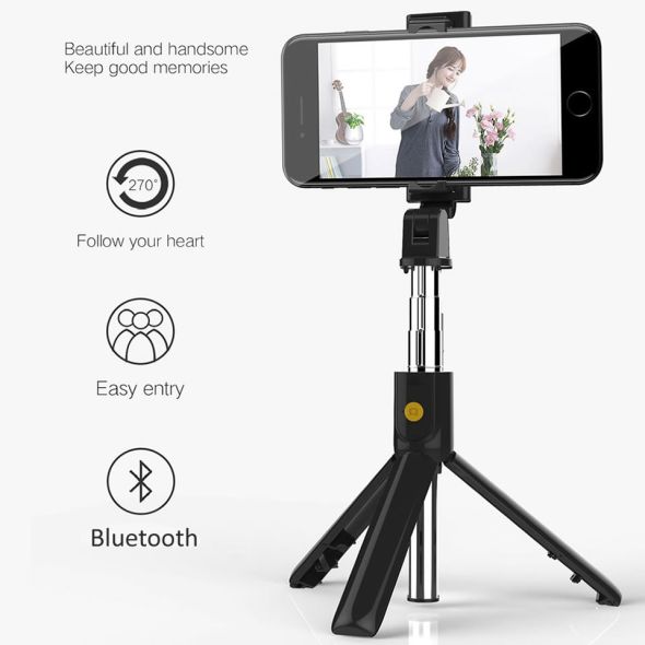 Onvian 3 in 1 Wireless Bluetooth Selfie Stick with Shutter Remote Tripod for Phone Monopod for iPhone Huawei Samsung Oneplus