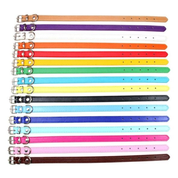 1PC Popular Adjustable Colorful Pet Collars Kitten Cat Collar PU Leather Neck Strap Safe for Dogs Soft Pet Supplies