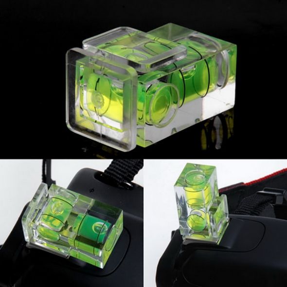 Junejour 1PC Green One/Two/Three-Dimensional Bubble Spirit Level For Camera Level Adapter For Cameras Measuring Insturments Tool