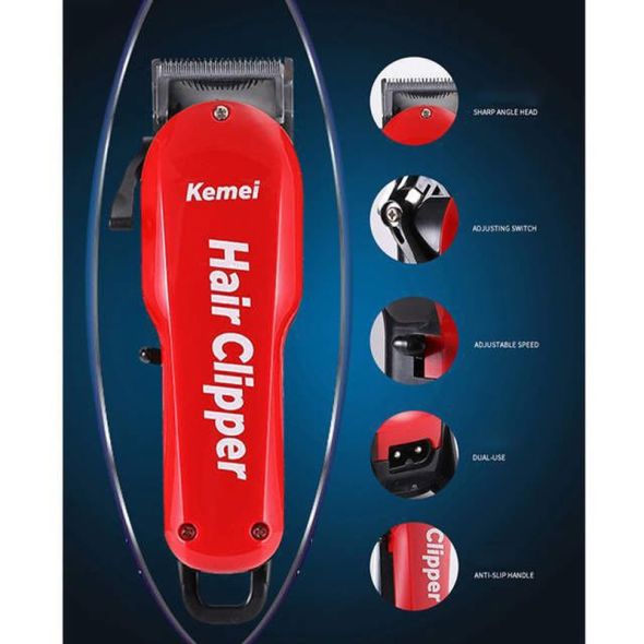 Kemei 7 Hours Large Capacity Battery Professional Wahl Hair Clipper Barber Shop Salon Coiffure Electric Cutter Shaving Machine