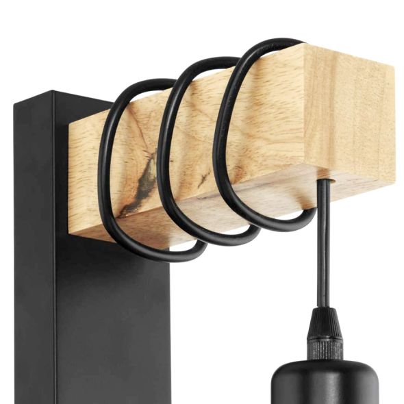 Iron Wood Nordic Black E27 Wall Light Fixture Lampara Pared Stairs Led Light Lamps for Home Lampara De Pared