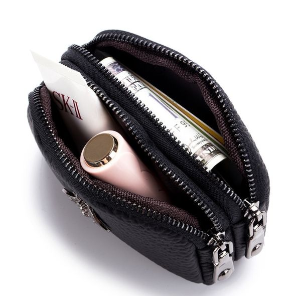 CICICUFF Women Coin Purse Genuine Leather Female Double Zipper Travel Organizer Mini Pouch Women Storage Bag Small Wallets New