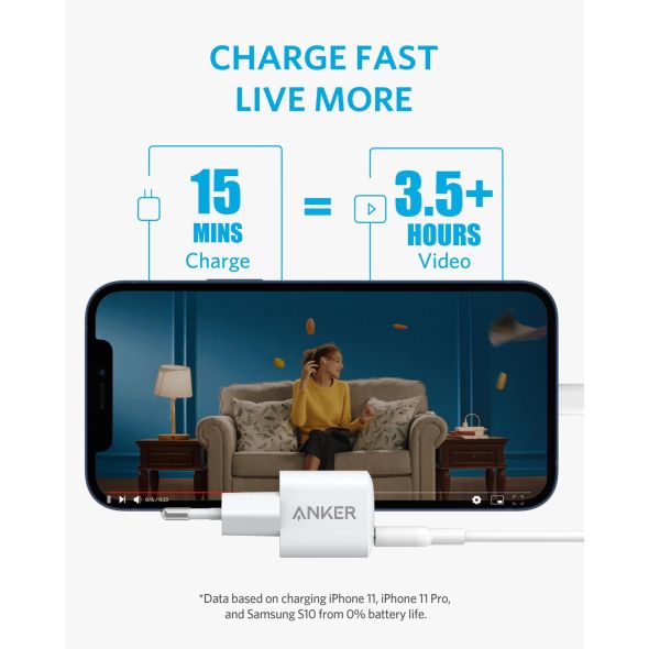 Anker Nano iPhone Charger, 20W PIQ 3.0 Durable Compact Fast Charger, PowerPort III USB-C Charger for iPhone 12 series