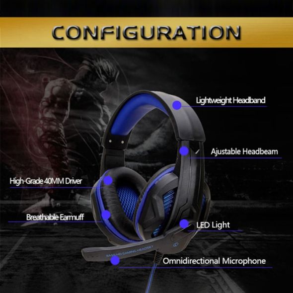 Cool LED Wired Headphones With Microphone Headset gamer  PC Headphone Headband Stereo Game Earphone For PS4/XBOX/Phone