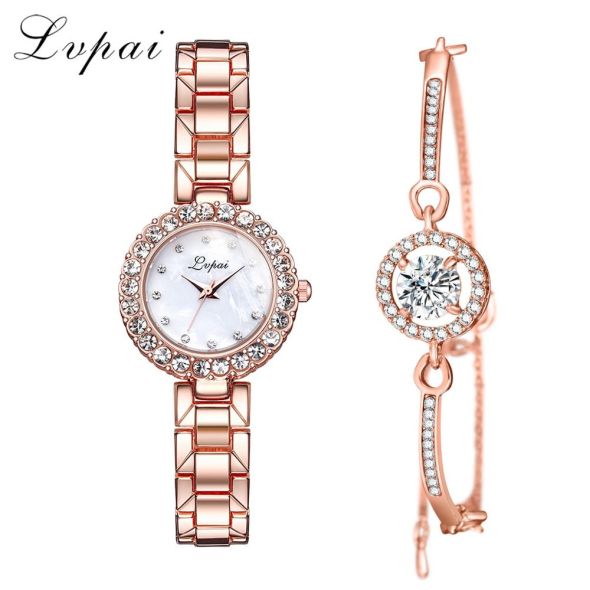 Lvpai Brand Luxury Bracelet Watches Set For Women Fashion Geometric Bangle Quartz Clock Ladies Wrist Watch Zegarek Damski