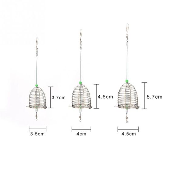 1 Pcs 4.5*5.7cm/4*4.6cm/3.4*3.6cm Fish Small Stainless Steel Bait Cage Basket Feeder HolderFishing Lure Cage Fishing Accessories