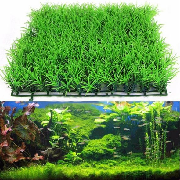 Eco-Friendly  Aquarium Ornaments Artificial Water Plastic Green Grass Plant Lawn Aquatic Aquarium Fish Tank Decor