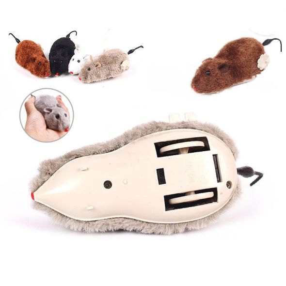 Hot Creative Funny Clockwork Spring Power Plush Mouse Toy Cat Dog Playing Toy Mechanical Motion Rat Pet Accessories