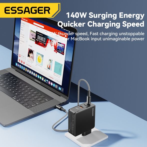 Essager 140W GaN USB Type C Charger Laptop 100W PD Fast Charge For Macbook Air M1 M2 Pro iPhone Samsung 65W Tablet Phone Chagers