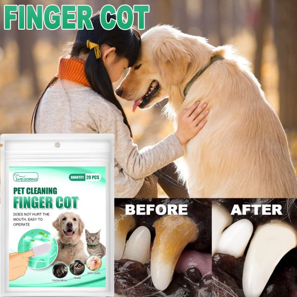 Pet Teeth Cleaning Finger Wipes | Tartar Removal for Cats & Dogs
