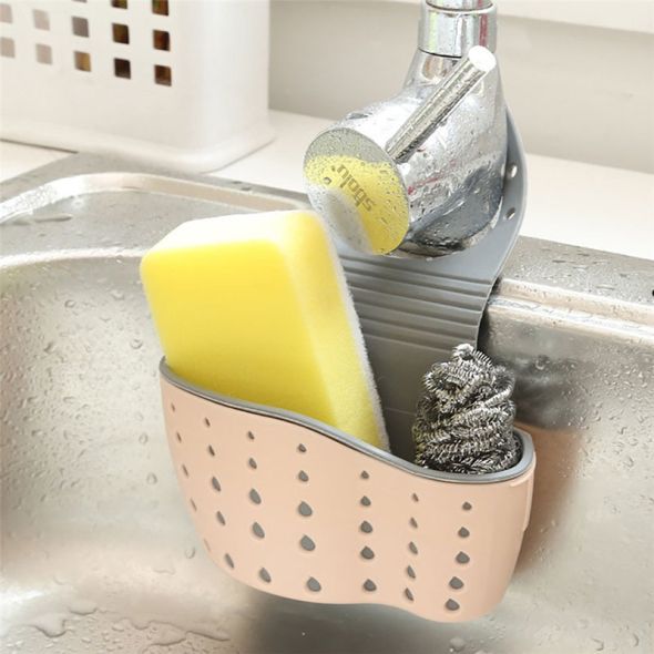 Portable Sink Shelf Soap Sponge Drain Rack Silicone Storage Basket Bag Faucet Holder Adjustable Holder Sink Kitchen Accessories